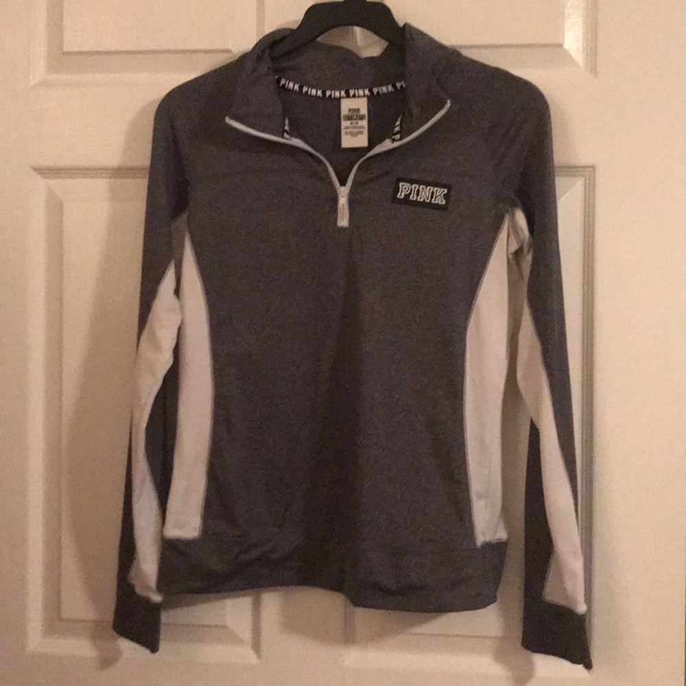 PINK grey and white ultimate quarter zip